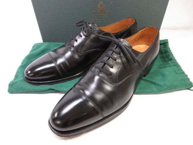 美品 【クロケット&ジョーンズ CROCKETT&JONES】 CLIPSTON キャップトゥ 内羽根 ドレスシューズ 靴 (メンズ) size6.5D 黒 ■30MZA5428■_画像1