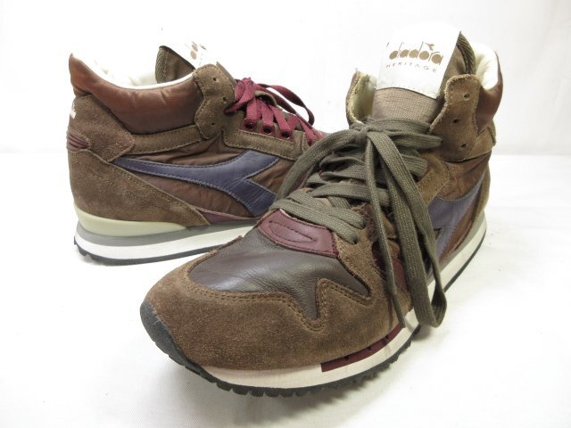 未使用 【ディアドラ ヘリテージ diadora HERITAGE】 161890-30044 スエード ミドルカットスニーカー (メンズ) size27.5 茶 ■15MZA5463■_画像1