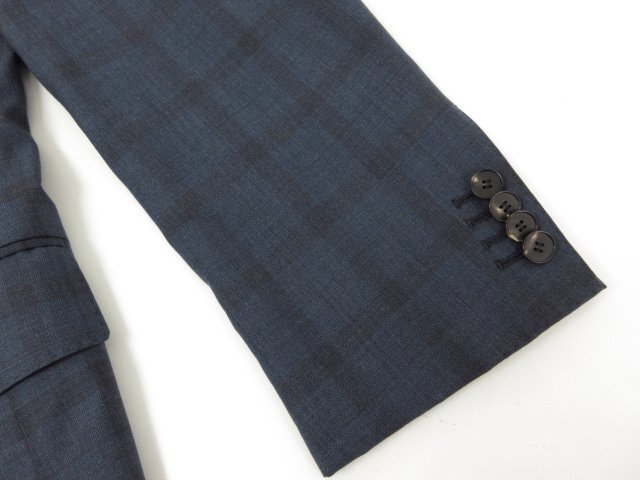 美品 【Sartoria Ring サルトリアリング】 ロロピアーナ生地 3ボタン段返り スーツ (メンズ) 48-6Drop ネイビー系 チェック ■27RMS8719_画像6