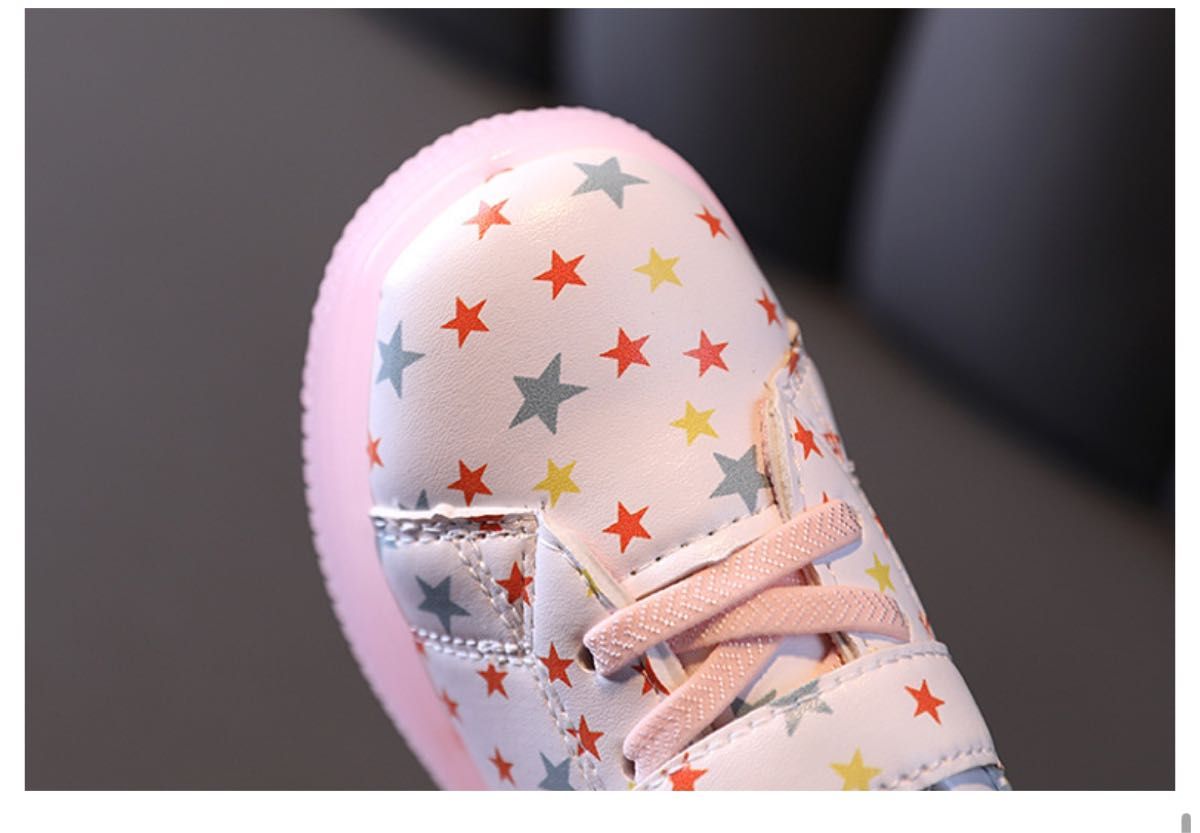 【15cm 】子ども　靴　シューズ　キッズ　スニーカー　光る　星　スター　ピンク　