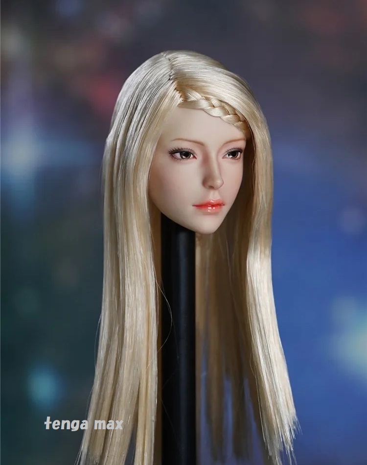 汎用 2タイプ アクションフィギュア 汎用 カスタム 交換ヘッド 1/6 女性 ロング 金髪 アジア人 交換 ヘッド フィット12 G078_画像8