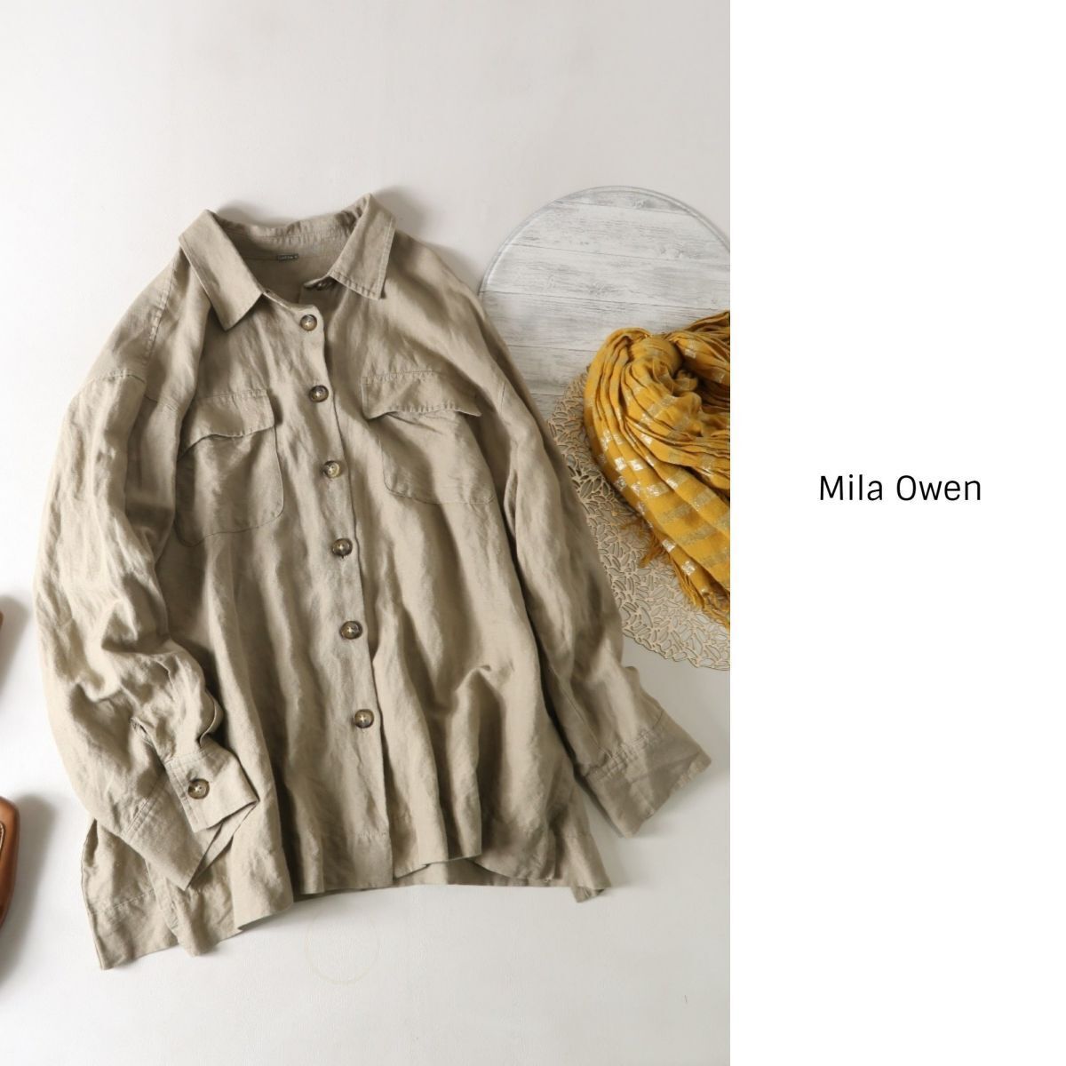 ミラオーウェン Mila Owen☆カバーオールシャツ フリーサイズ☆M-S 1682の画像1