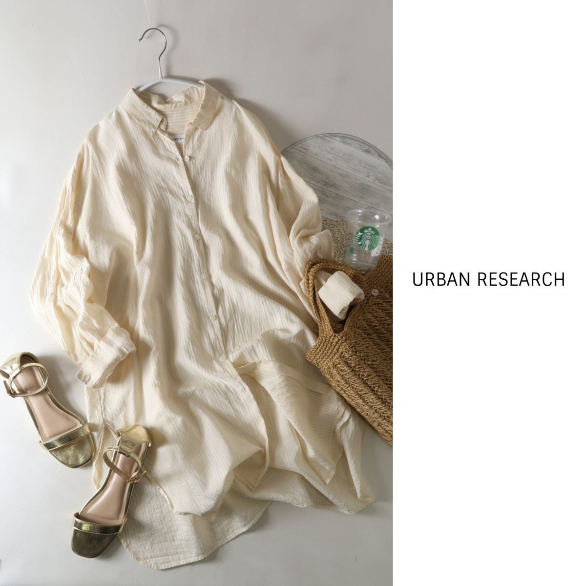 1.5万☆アーバンリサーチ URBAN RESEARCH☆洗える 【InRed掲載 比留川游さん着用】ロングチュニックシャツ フリーサイズ☆M-S 1810_画像1