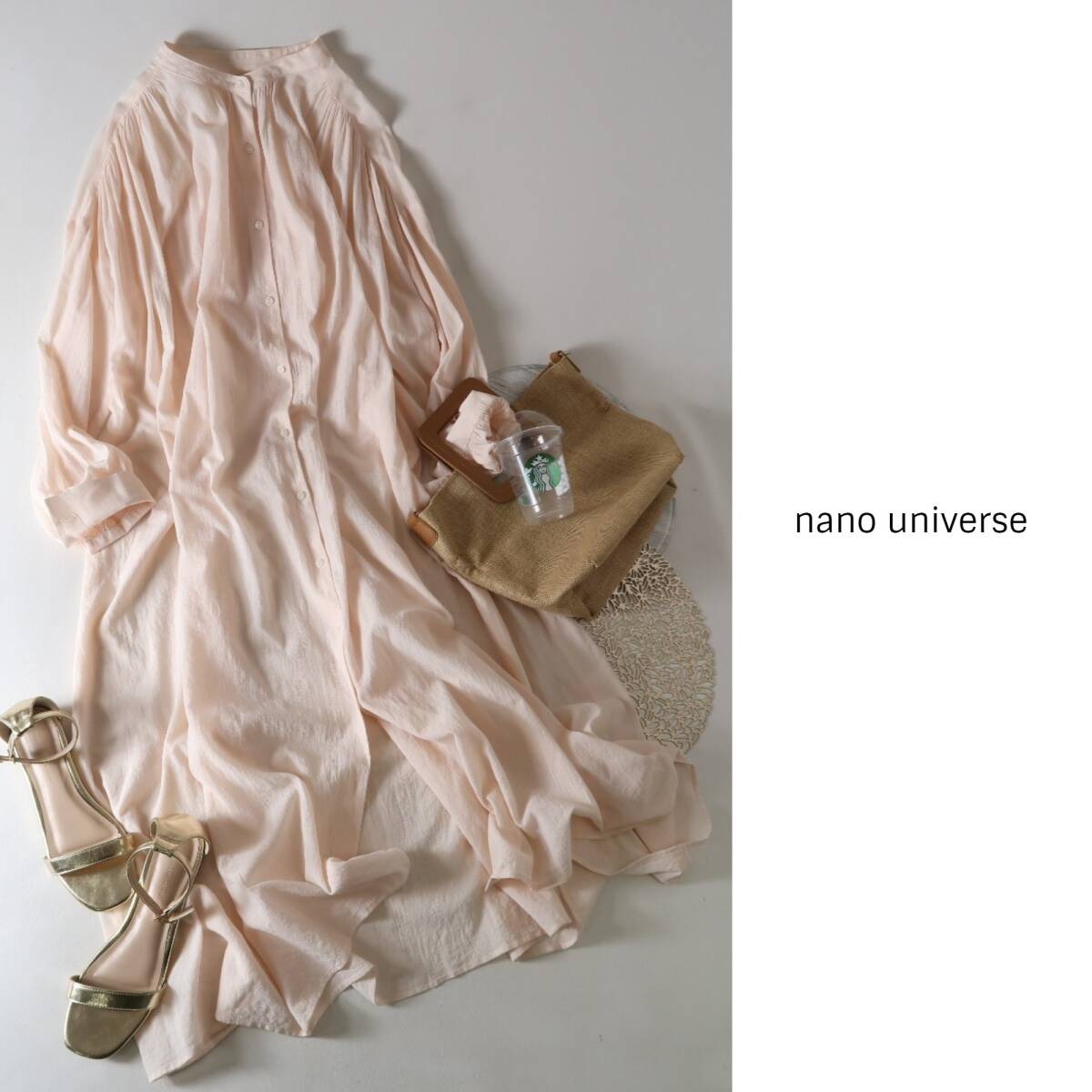  super-beauty goods * Nano Universe nano universe*... cotton 100%gya The - volume One-piece free size *N-H 1908