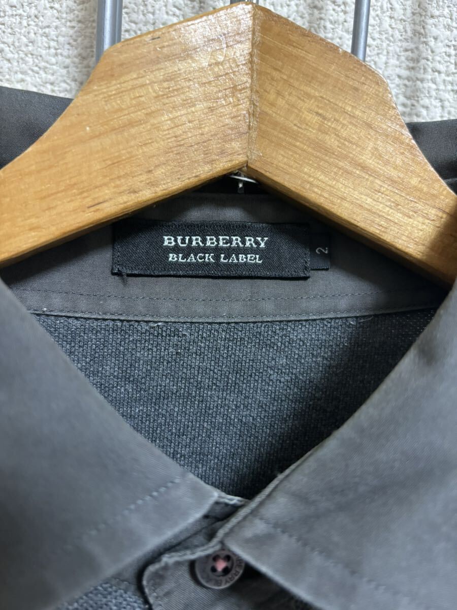 ［BURBERRY BLACK LABEL］バーバリーブラックレーベル 半袖ポロシャツ　チャコール系　2 Y3009_画像3
