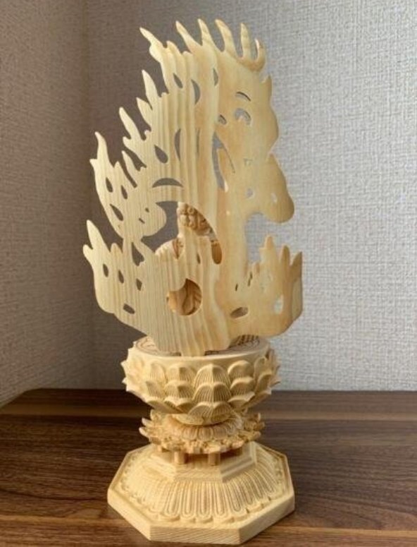  beautiful goods * precise sculpture immovable Akira . tree carving Buddhist image immovable Akira . seat image hinoki cypress tree height approximately 28cm
