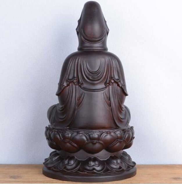 新入荷★仏教美術 精密細工 木彫仏像 木彫り 天然木 置物 浄瓶観音菩薩座像　仏像 高さ20cm_画像3