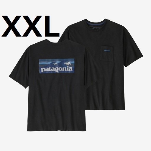 37655 XXL 黒 ボードショーツ ロゴ ポケット Tシャツ パタゴニア_画像1