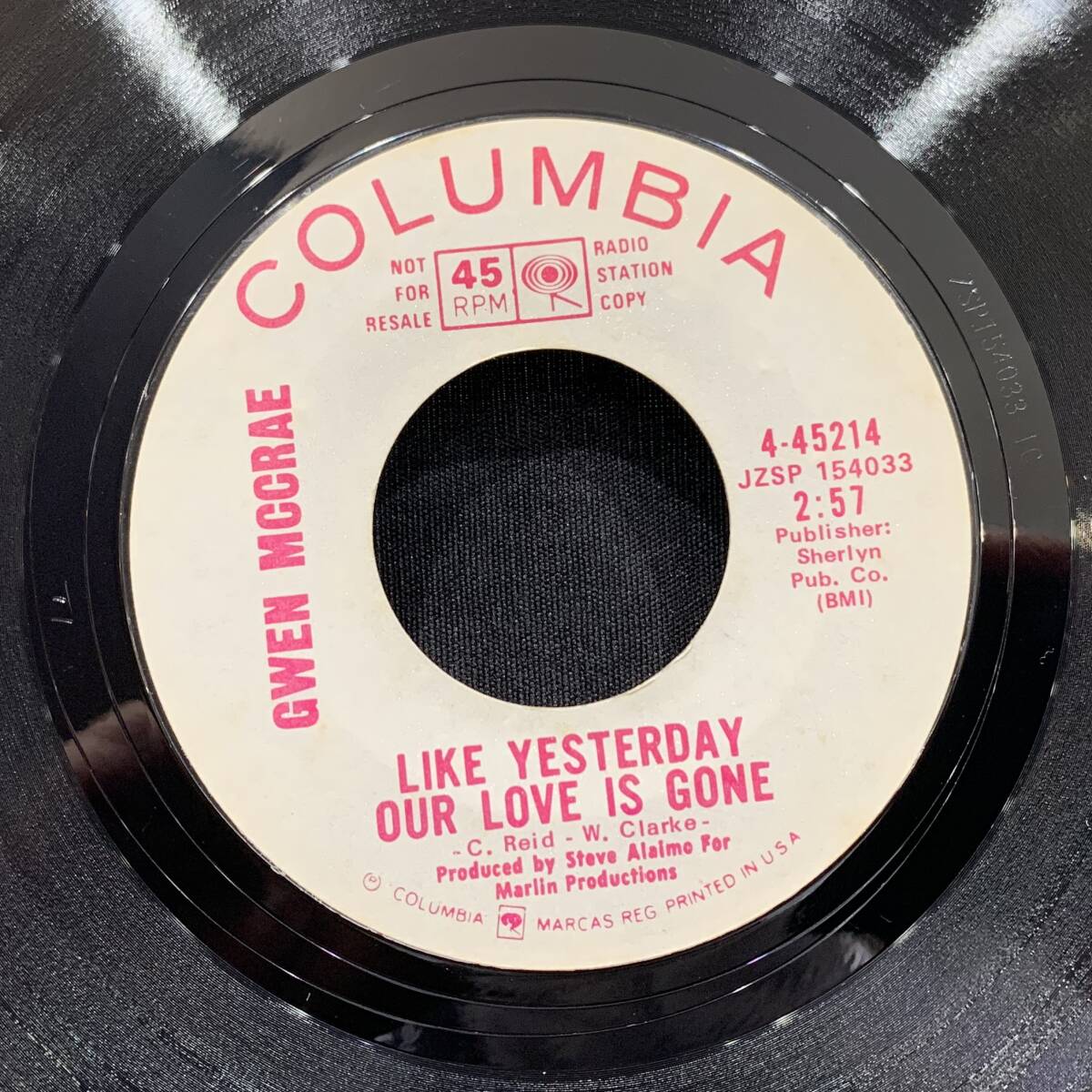 【EP】Gwen McCrae - Lead Me On / Like Yesterday Our Love Is Gone 1970年USオリジナル Promo Columbia 4-45214 の画像2