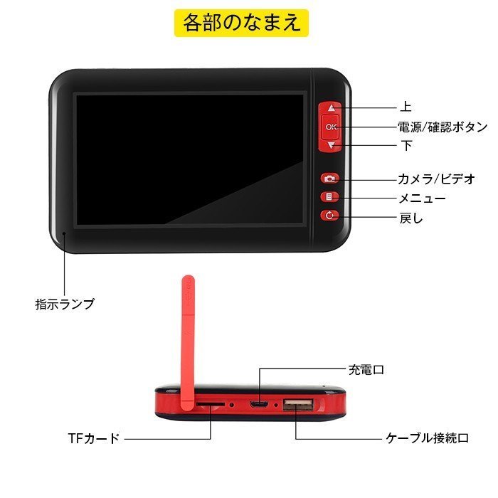 ファイバースコープ 1080P 解像度 エンドスコープ 内視鏡 水中カメラ 多機能内視鏡 IP67防水 5Mホース LEDライト8灯付き 車の整備_画像2