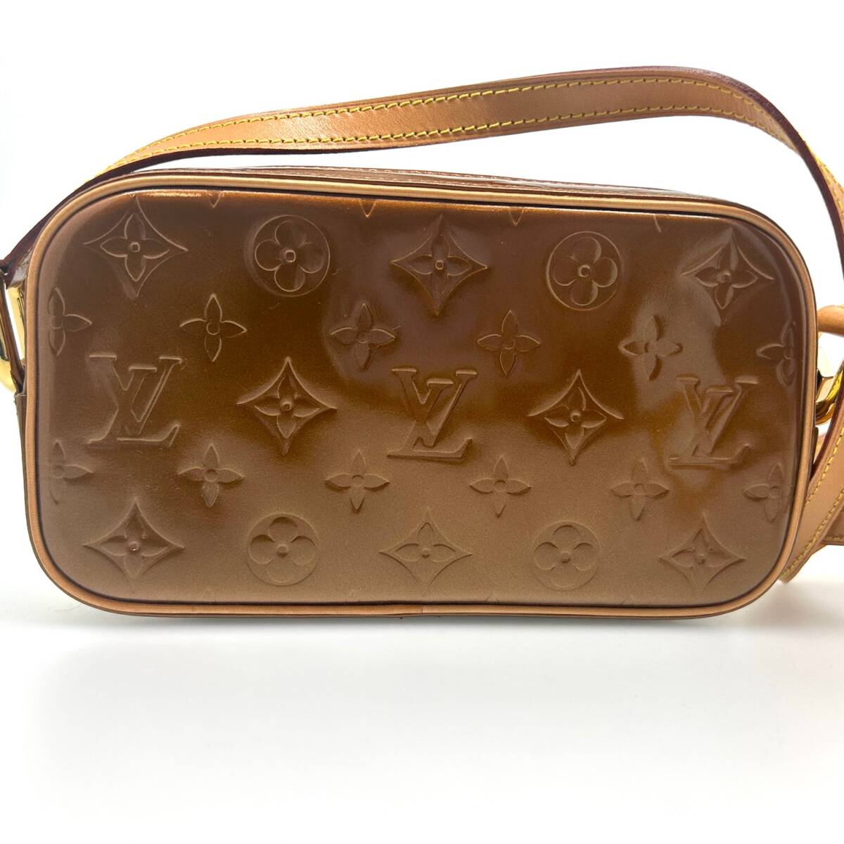 LOUIS VUITTON ルイヴィトン M91109 モノグラムヴェルニ クリスティMM クロスボディ ショルダーバッグ ブロンズ_画像3