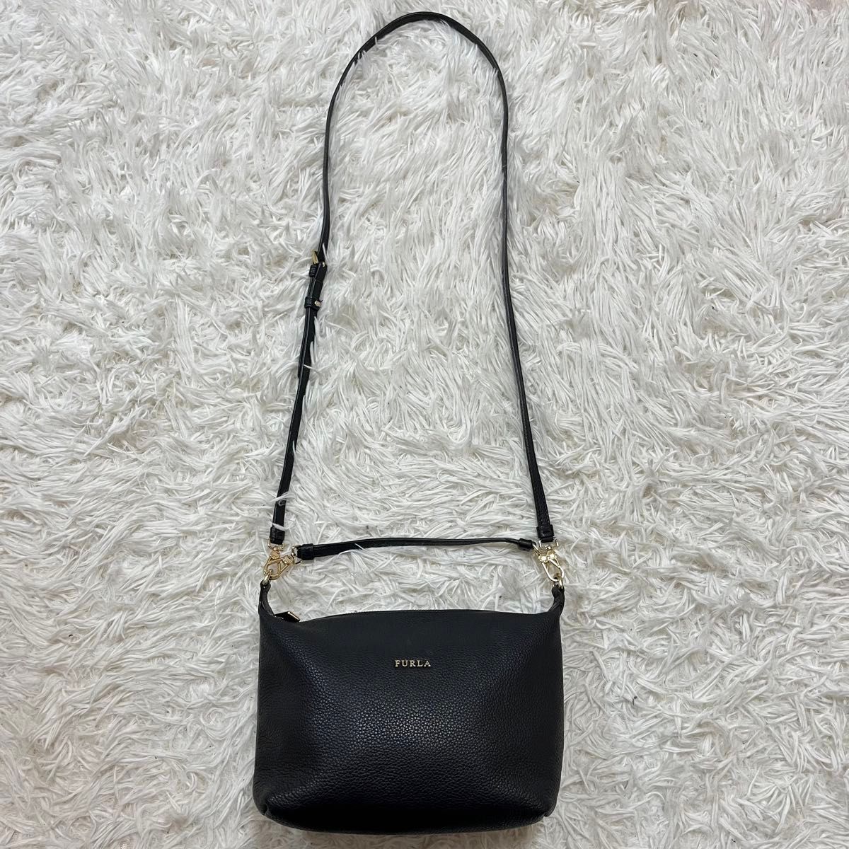 極美品 未使用級 FURLA フルラ ソフィー 2way ショルダーバッグ ハンドバッグ 斜めがけ レザー ブラック 黒色 