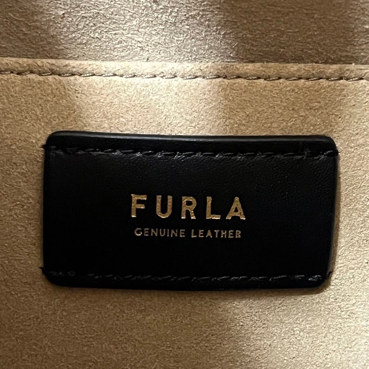 希少 美品 FURLA フルラ コスタンザ 2way ショルダーバッグ ハンドバッグ 巾着 現行ロゴ レザー バイカラー グレー
