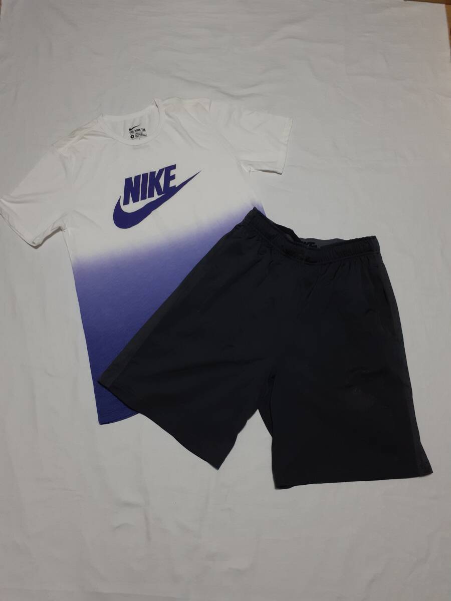 NIKE ナイキ Tシャツ 666542 ホワイト パープル 状態良い ハーフパンツ 577786 グレー 美品 上下セット size M _画像1