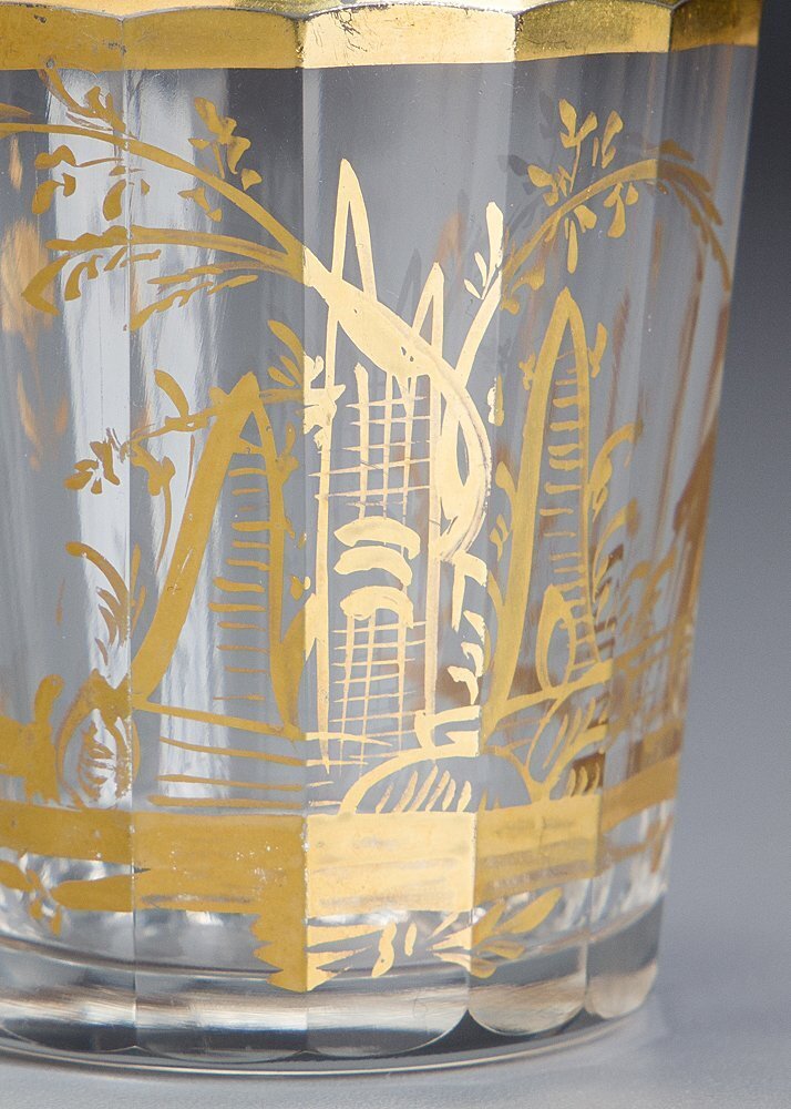 【五】アンティーク 金彩カットガラス グラス 5客 19世紀_画像10