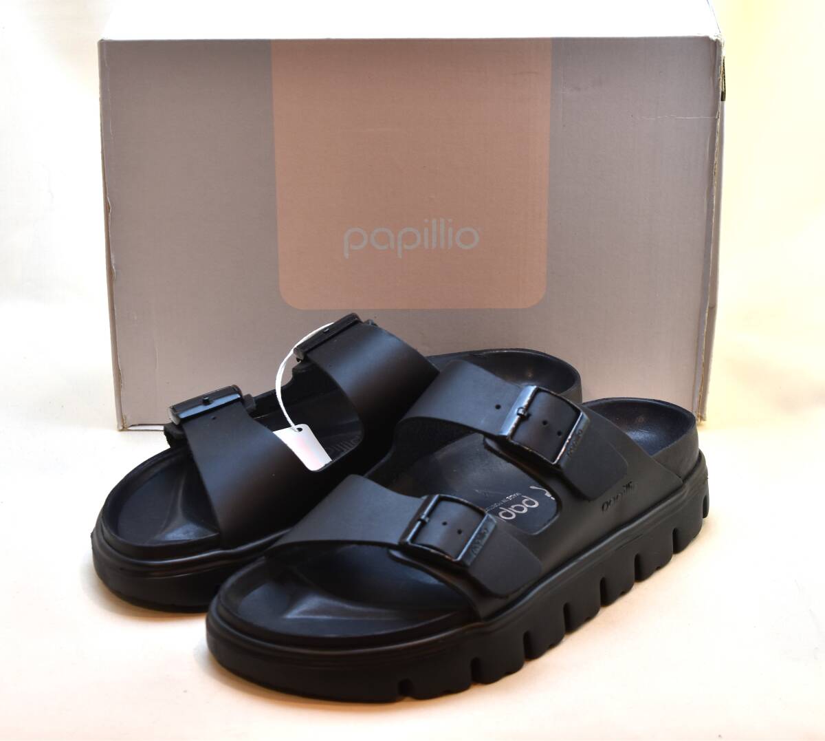 SALE!! BIRKENSTOCK Papillio ビルケンシュトック パピリオ ARIZONA Chunky EXQUSIT 黒レザー40 26cm相当 未使用品の画像1