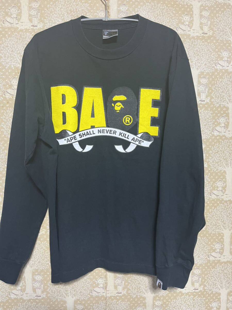 中古アベイシングエイプ長袖Tシャツ 黒L1000円スタート！_画像1