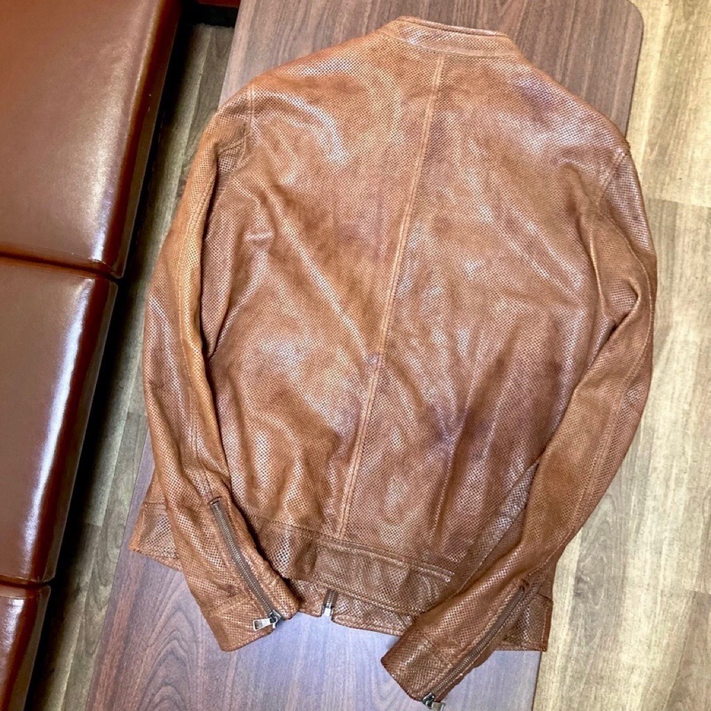  beautiful goods! regular price :45 ten thousand [ Dolce&Gabbana proud leather ]L size corresponding * Italy made DOLCE&GABBANA.. dyeing * punching go-to leather jacket men's 