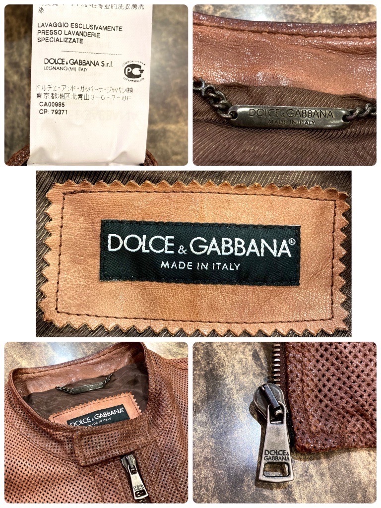  beautiful goods! regular price :45 ten thousand [ Dolce&Gabbana proud leather ]L size corresponding * Italy made DOLCE&GABBANA.. dyeing * punching go-to leather jacket men's 