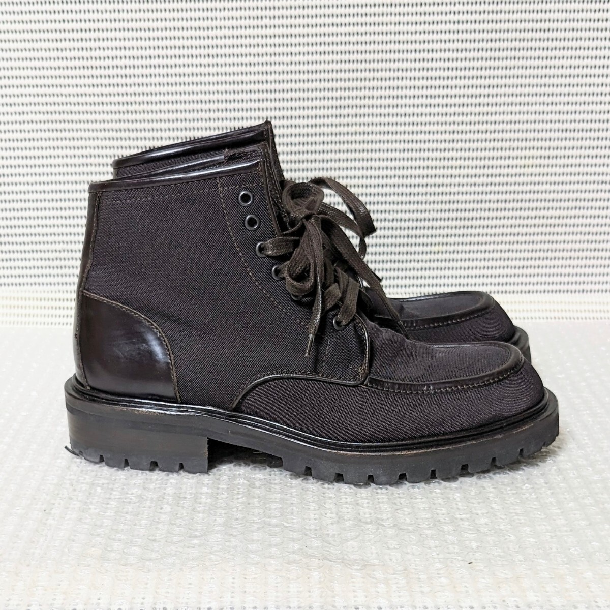 当時物 GUCCI 14 0152 SIZE41 1/2E B グッチ トムフォード期 キャンバスレザー トレッキングブーツ メンズ 25.5〜26cm ブラウン系 箱付き_画像5