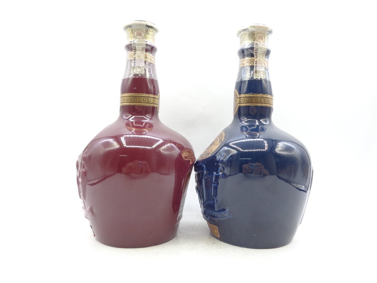 【1円】～ 2本セット ROYAL SALUTE 21年 ロイヤル サルート 赤 青 陶器 スコッチ ウイスキー 700ml 40% 箱入 G25377.X269435_画像3