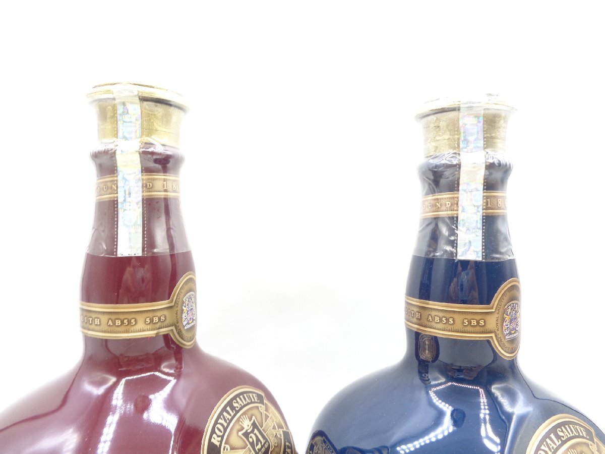 【1円】～ 2本セット ROYAL SALUTE 21年 ロイヤル サルート 赤 青 陶器 スコッチ ウイスキー 700ml 40% 箱入 G25377.X269435_画像7