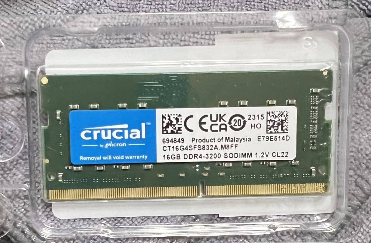 Crucial ノートPC用 メモリ PC4-25600(DDR4-3200) 16GB SODIMM CT16G4SFS832Aの画像1