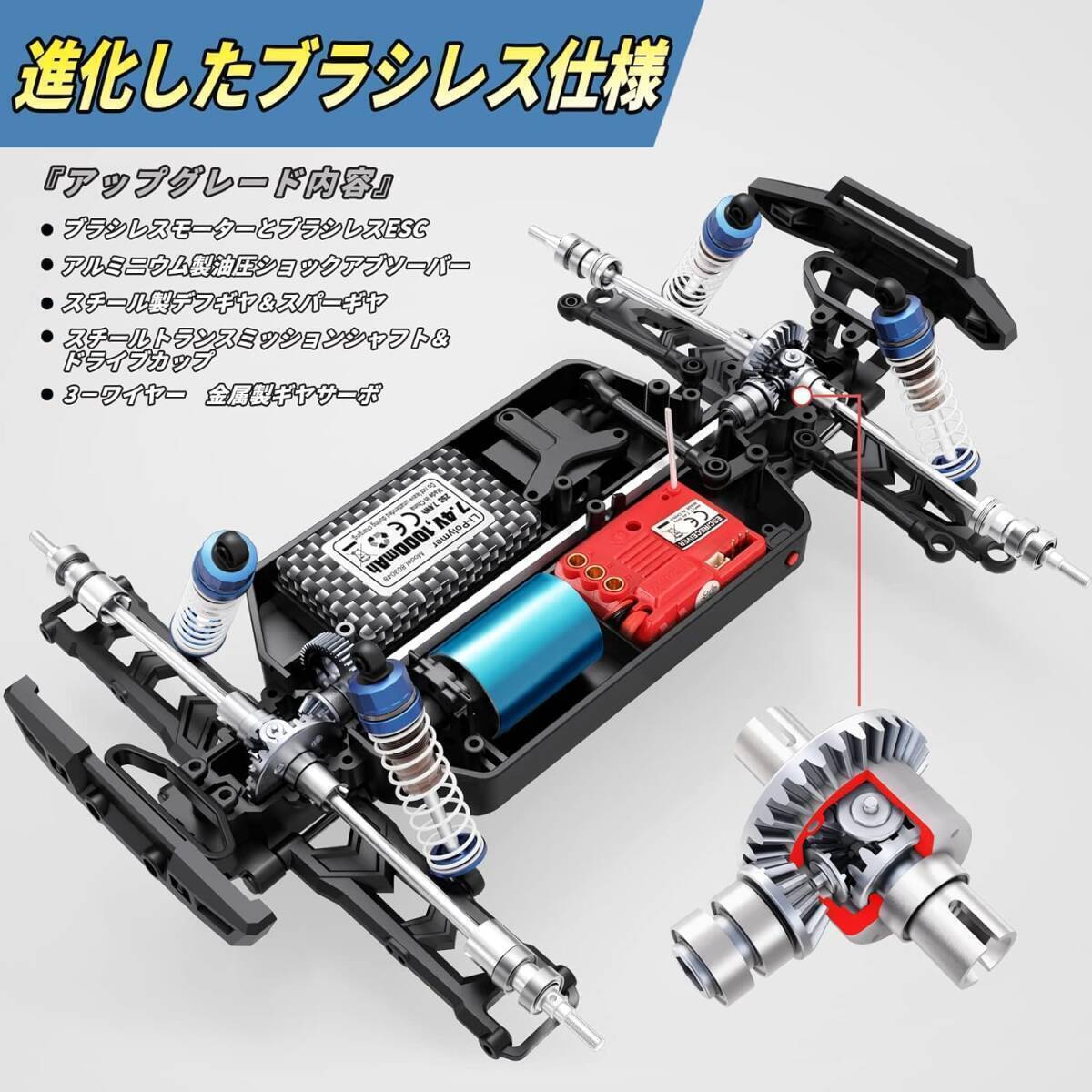 送料無料 HAIBOXING ラジコンカー オフロード 4WD 1/18 ブラシレス RCカー 58km/h 四輪駆動 全地形対応 耐衝撃 バッテリー2個 新品 未開封_画像6