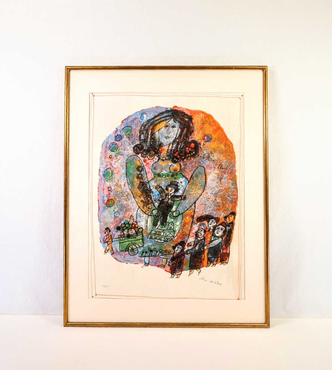 真作 テオ・トビアス リトグラフ「亡国の王子」画寸 57cm×76cm イスラエル人作家 クレヨンを濃く塗りつけた様な独特の強烈な色彩 9006_画像1