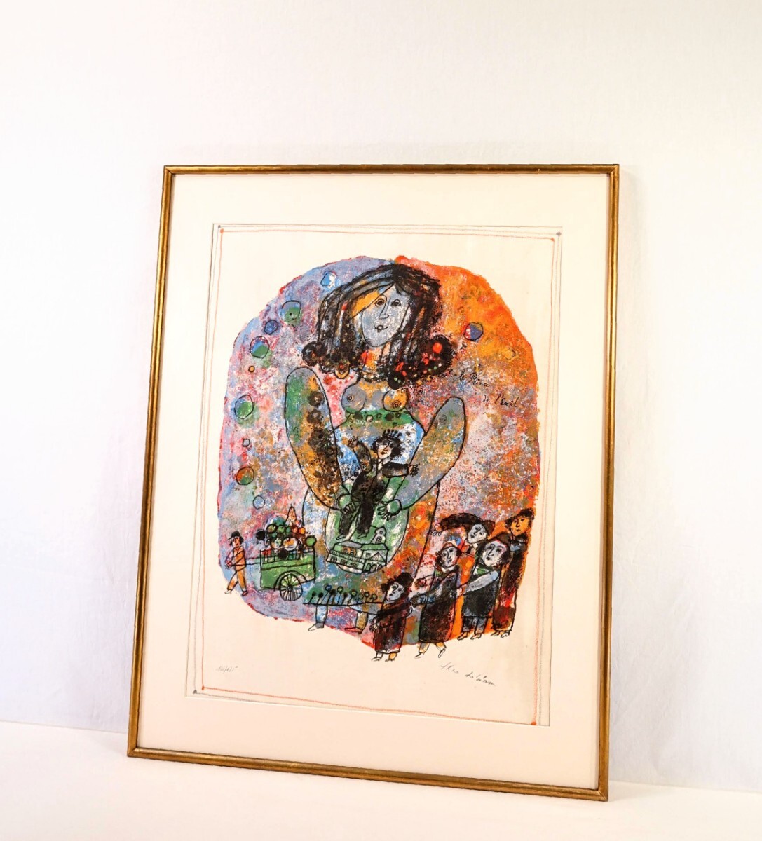 真作 テオ・トビアス リトグラフ「亡国の王子」画寸 57cm×76cm イスラエル人作家 クレヨンを濃く塗りつけた様な独特の強烈な色彩 9006_画像10