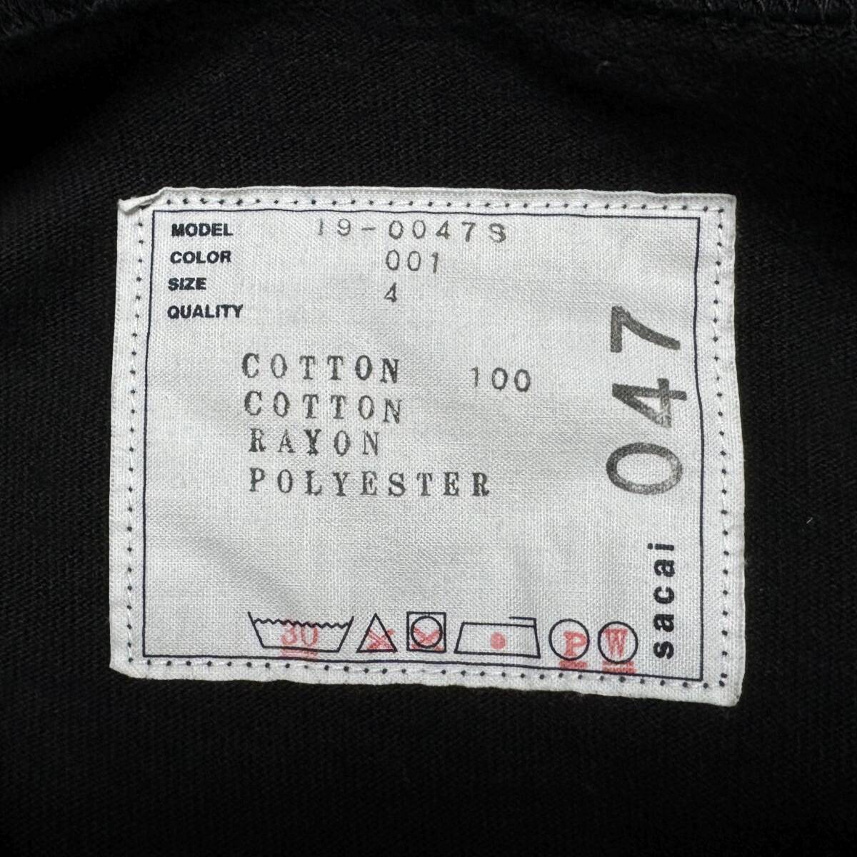 Z) 美品 SACAI Dr.woo 19ss オンリー限定SPOT 刺繍 スカTシャツ ブラック/ネイビー size:4 /ブルゾンニットパンツデニムパーカースウェットの画像5