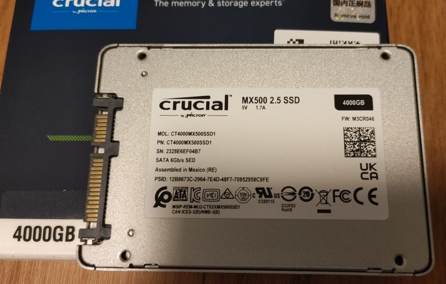 ★Crucial MX500 4TB 3D NAND TLC SATA 2.5インチ 使用時間14時間_画像6