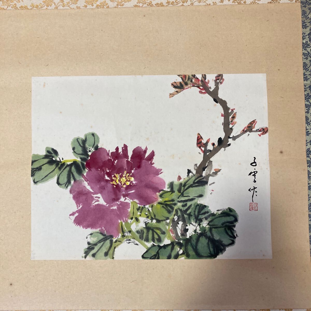 【模写】掛軸 紙本 花 箱無 同梱可能 No.4105_画像2