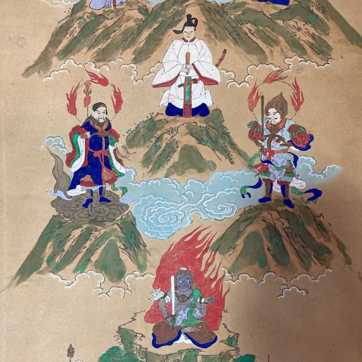 【版画】掛軸 彩色 紙本 倉知明心 仏画 仏教美術 箱無 同梱可能 No.4122_画像7