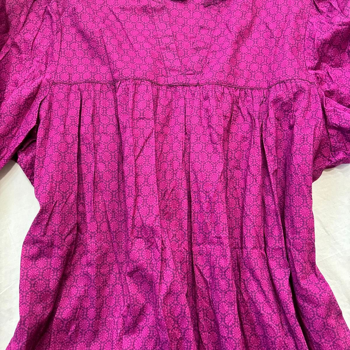UNIQLO×ANNA SUI コラボワンピース　Lサイズ　ロング　紫　パープル　フレア　エスニック　7部袖　綿