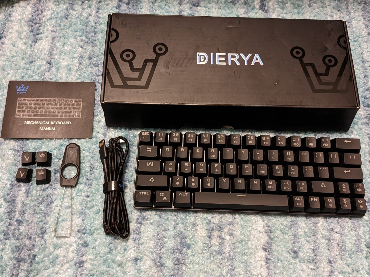 0604u2433　DIERYA 60% ワイヤレスメカニカルキーボード TKL 63キー RGB 発光 全キーロールオーバー 赤軸_画像1