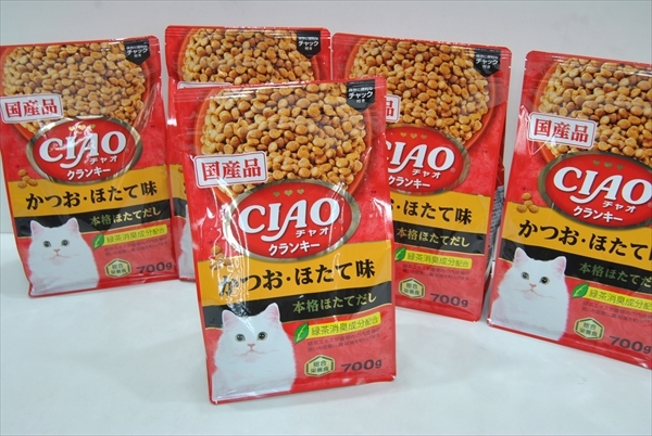 【PLT-1692】キャットフード ドライフード チャオ クランキー かつお・ほたて味 700ｇ 5個 計3.5ｋｇ まとめ売り の画像6