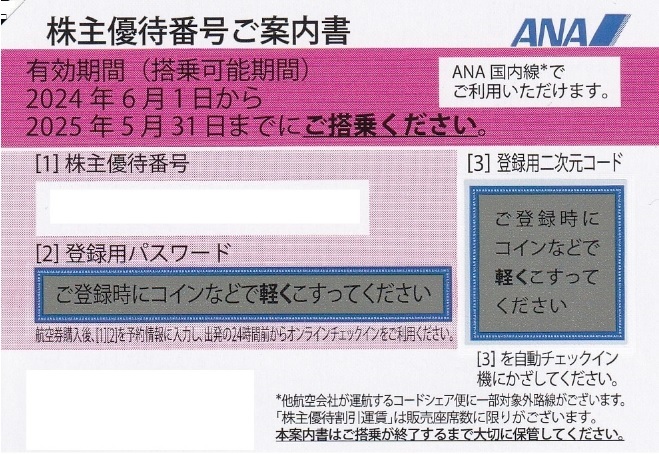 全日空/ＡＮＡ/株主優待券/最新/2025年5月末-2_画像1