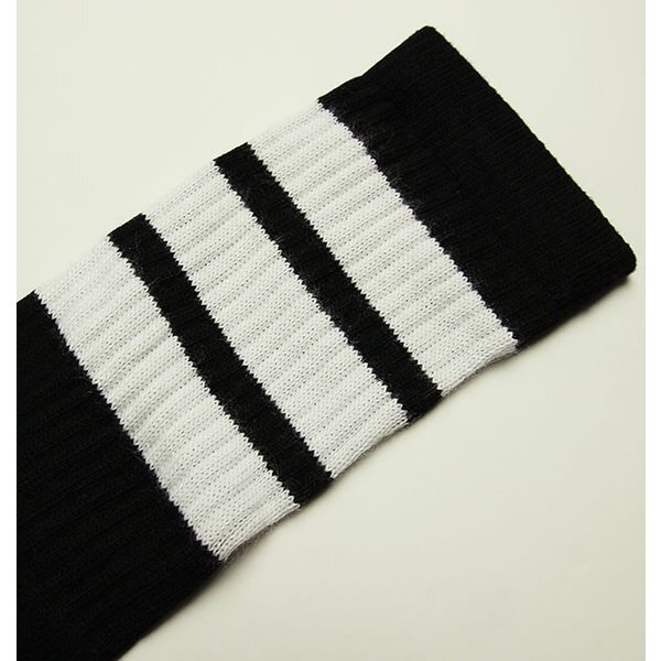 SkaterSocks (スケーターソックス) ロングソックス 靴下 Knee high Black tube socks with White stripes style 1 (22インチ)_画像2