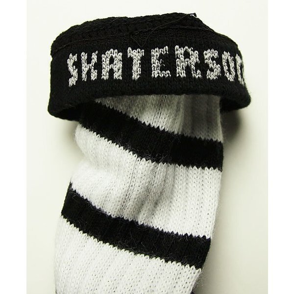 SkaterSocks (スケーターソックス) ロングソックス 靴下 Mid calf Black tube socks with White stripes style 1 (19インチ)_画像3