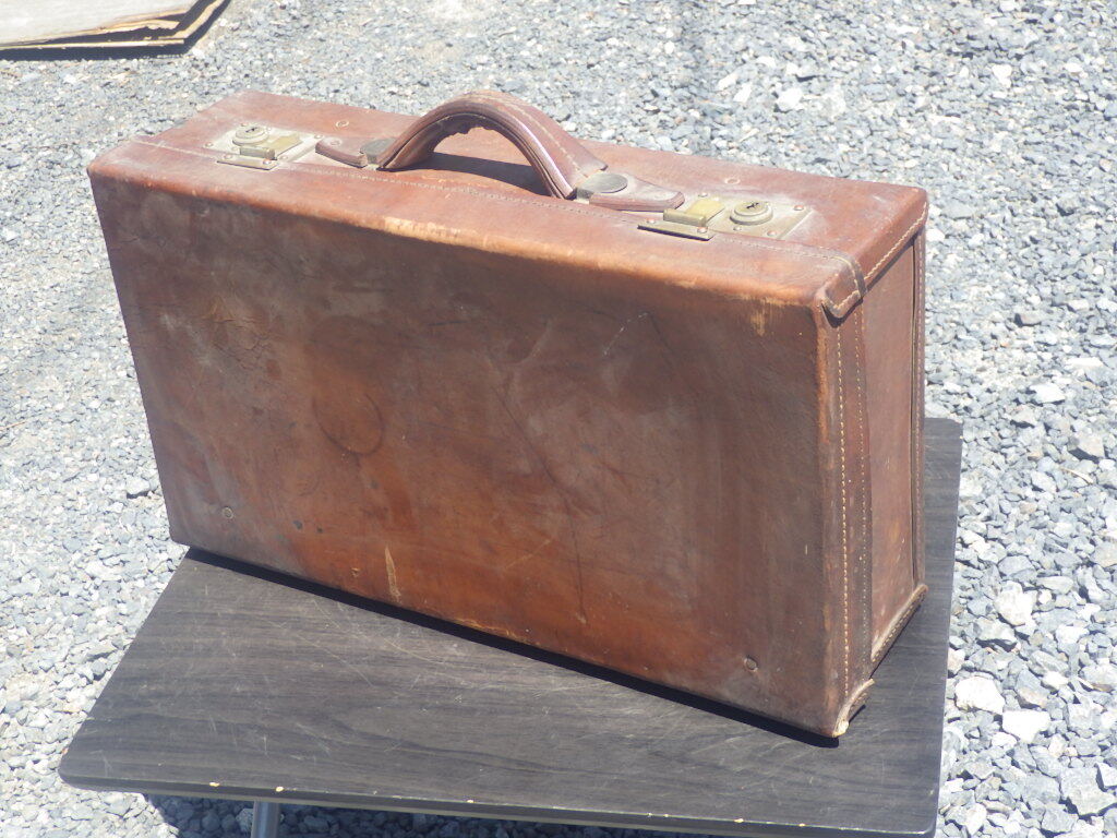 [ retro чувство много. маленький ... кожаный багажник ]475×280×140 Showa Retro кожа Vintage дипломат путешествие сумка чемодан 