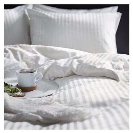 IKEA ナットヤスミン 高級 掛け布団カバー＆枕カバー 白 ホワイト リヨセル サテン リネンの画像1