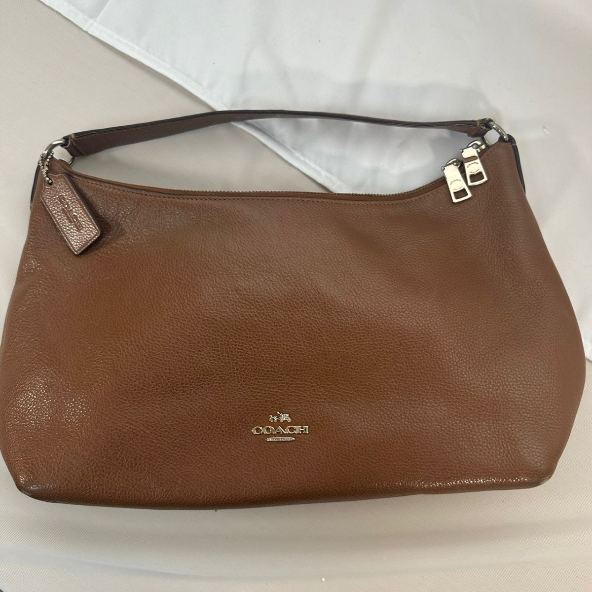 美品 COACH コーチ 2Way ショルダーバッグ オールレザー レディース ブラウン F36628 ペブルレザー セレスト コンバーチブル_画像3