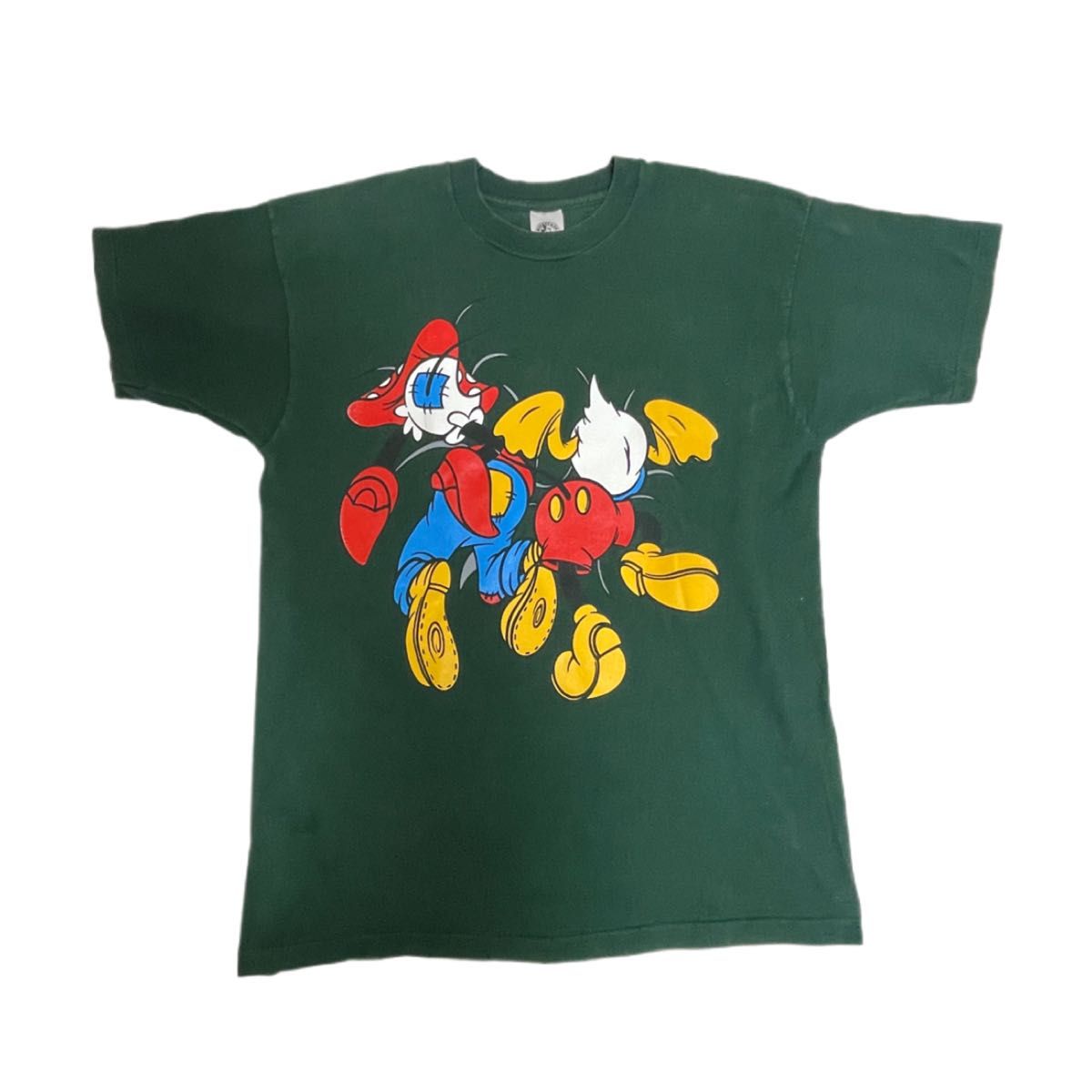 【超美品】ミッキー＆コー ディズニー Tシャツ Disneyブチ抜きTシャツ ＸＬ 90s ヴィンテージ USA製 半袖Tシャツ