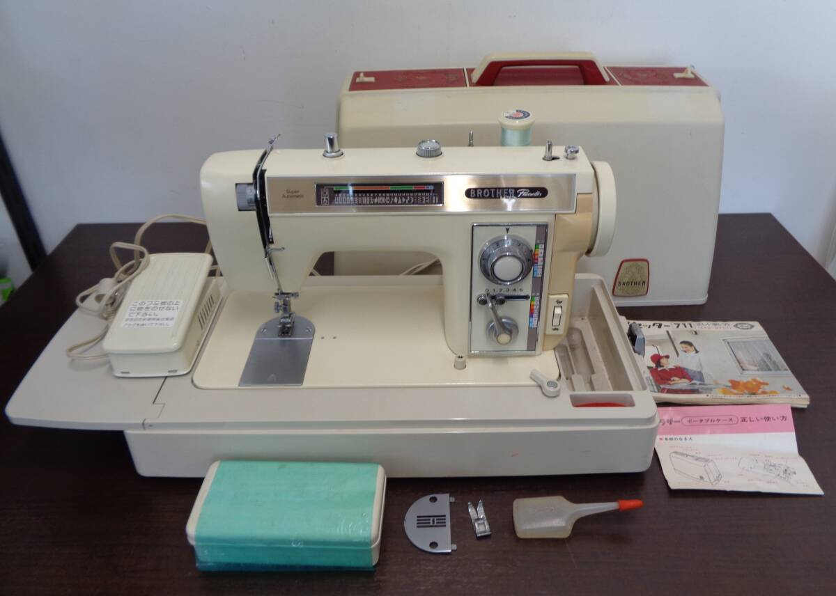 [ that time thing * rare ] simple operation OK* BROTHER Brother Pacesetter pace setter electric sewing machine ZZ2-B711A manual present condition goods * retro 