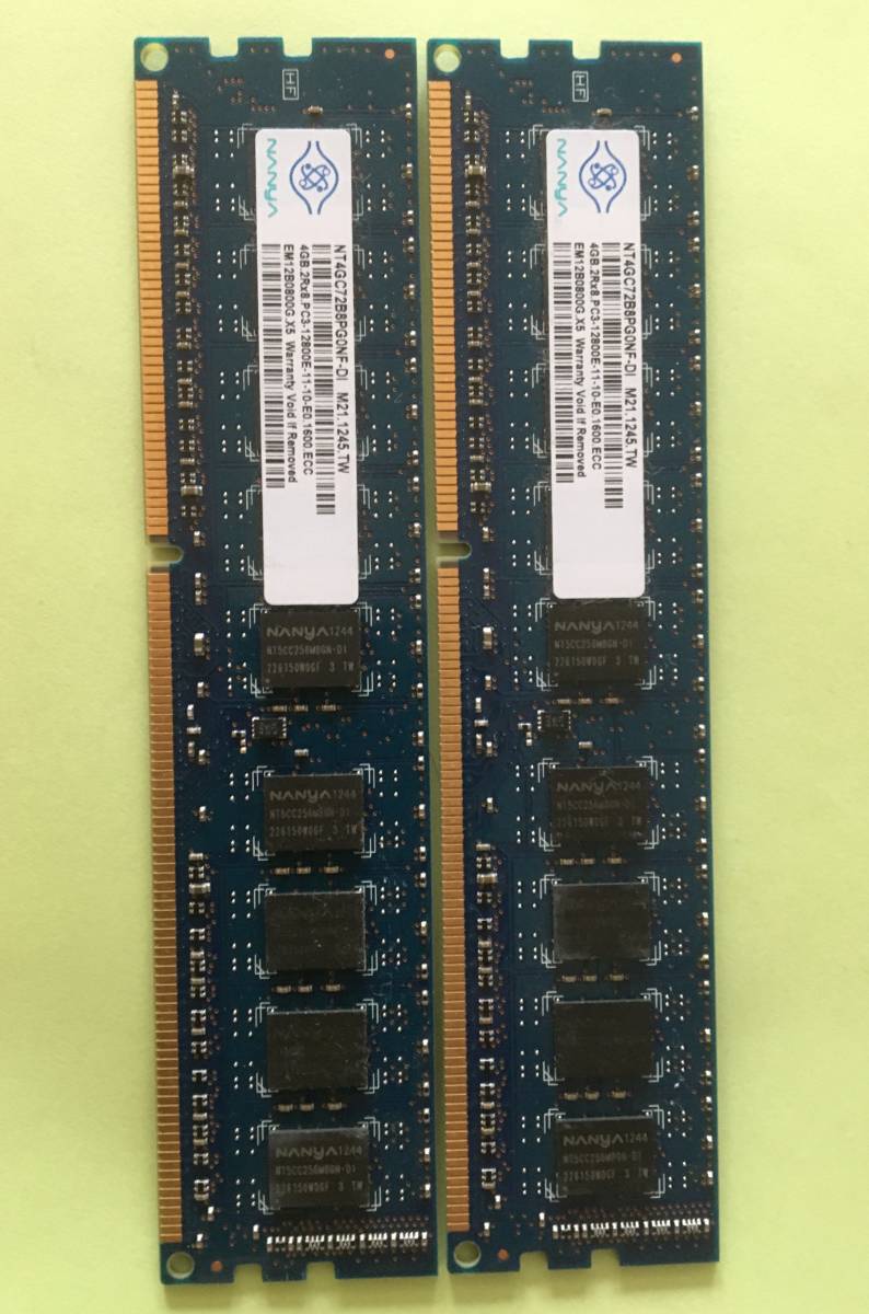 送料無料　４GBx2枚 (計8GB) デスクトップPC用メモリ　NANYA PC3-12800Ｅ_画像1