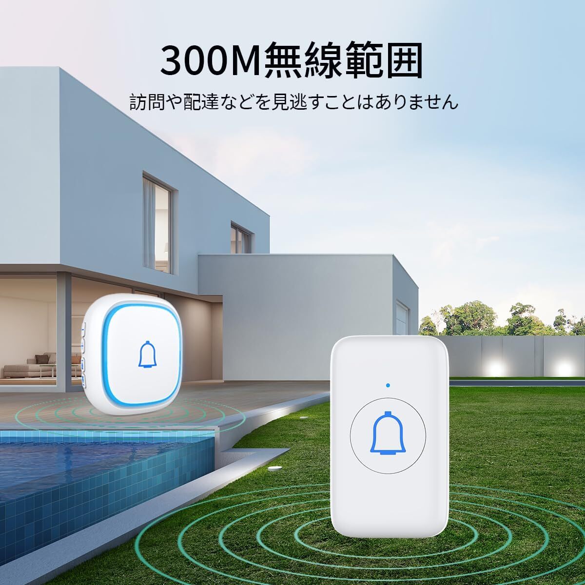 IP66防水防塵】SleeZOO ワイヤレスチャイム 玄関チャイム 送信機電池式 工事不要 インターホン 受信機コンセント 音と光_画像2