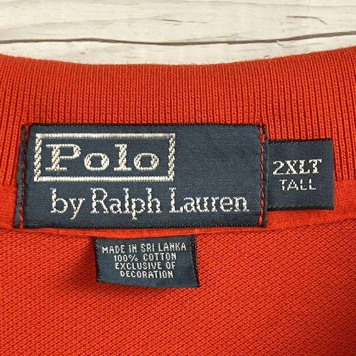 ラルフローレン ロゴ刺繍 ポロシャツ 2XLサイズ オレンジ ポロシャツ ラルフローレン RALPH LAUREN 90s 半袖 ポロ POLO _画像6