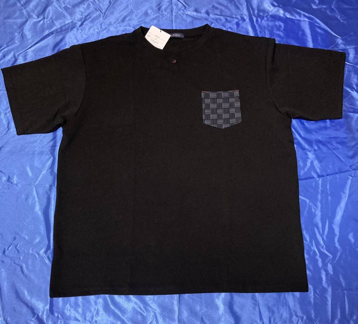 和柄 (ブラック)ビッグ半袖Tシャツ メンズ大きいサイズ 5L _画像2