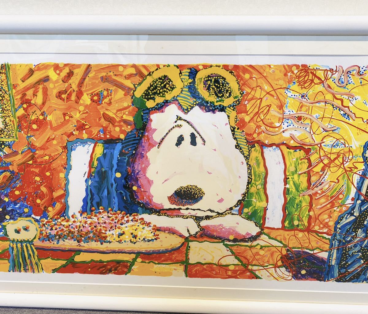 TOMEVERHART トムエバハート LAST SUPPER ラストスーパー 絵画 額装 真作 リトグラフ インテリア SNOOPY スヌーピー 限定品 大判_画像3